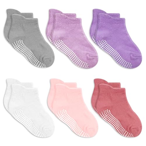 La mejor comparación de Calcetines cortos para Niño los 10 mejores. 46 EUARD Calcetines Tobilleros Antideslizantes para Bebés y Niños - Suela Antiderrapante, Diseño Seguro para Gatear y Caminar - Pack de 6 Pares (Tallas L 3-5 años-niñas...