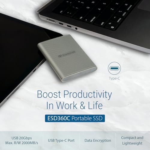 Image of Transcend 2TB External SSD, USB 3.2 Gen 2 (20Gbps), Up to 2,000MB /s, Portable SSD with USB-C Cable, for Steam Deck, ROG Ally, MSI Claw, Windows&Mac, iPhone, iPad, Android, PS5, Xbox, Smart TV
