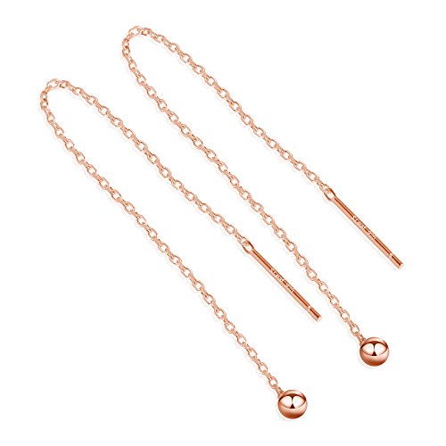 S.Leaf Threader Earrings for Women S925 Hypoallergenic Chain Tassel Earrings for Women