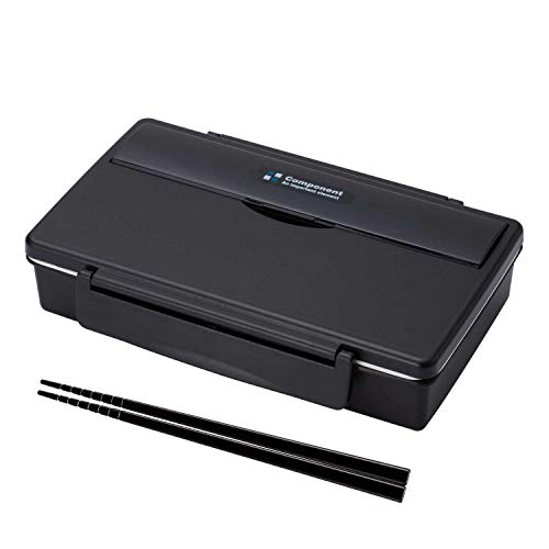 ナカノ 弁当箱 1段 メンズ 仕切付き 18cm箸付き ブラック 容量850ml コンポーネント 電子レンジ可 男性用 MM-370