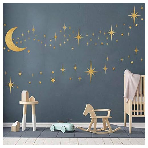 Easma Retro Starburst Wall Decals Stars Wall Stickers Atomic Star Vinyl Decal Star Walls Decals Celestial Decor Girls Room Wall Sticker Peel and Stick Moon Walls Decal