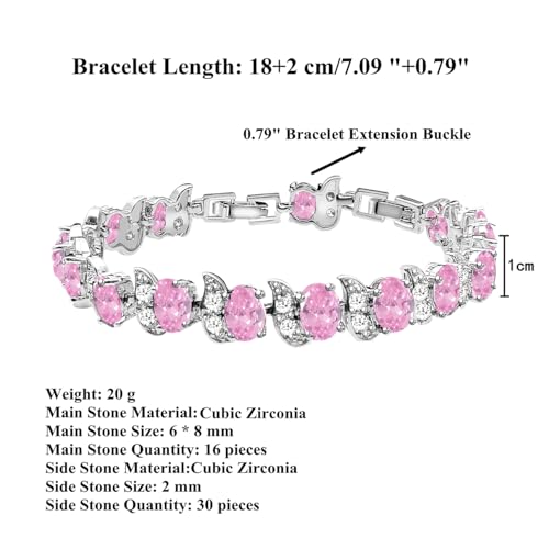 Image of LMXXVJ Fashion Tennis Bracelet Created Emerald White Gold Plated Charm Bracelet Gifts Jewelry for Women
