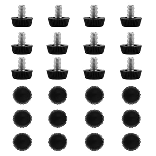 Xiciki 24 Stück Stellfüße M6 Höhenverstellbar mit Kunststoff-Fußpolster - Möbelfüße M6, Schwingungsdämpfer Anti-Schock für Tische/Stühle/Sofa, Rutschfester Kunststoff