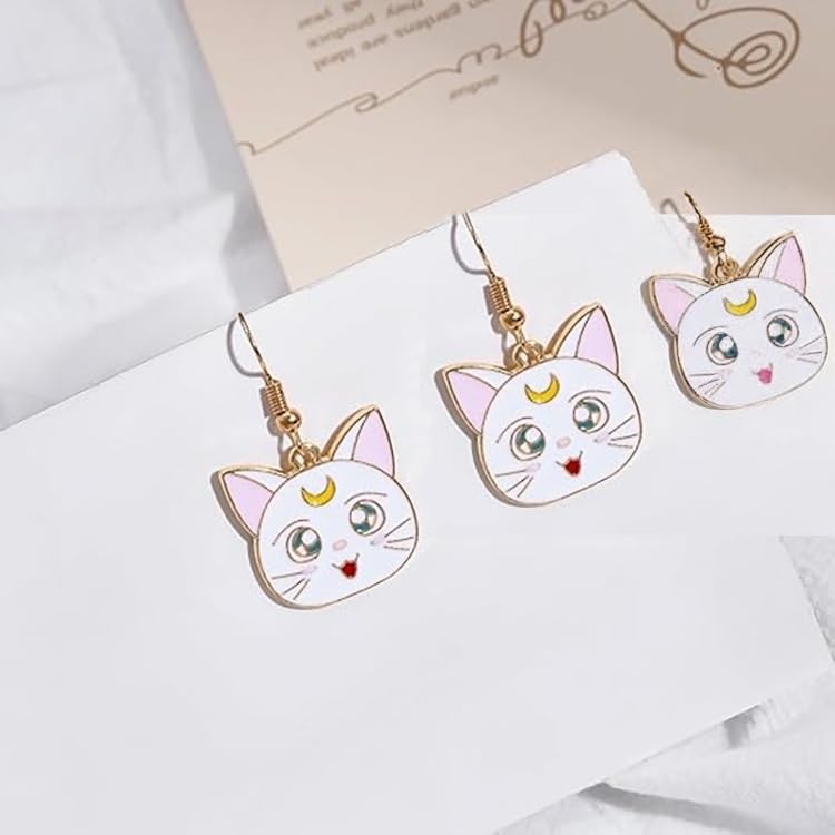 Anime Cat Moon Earrings Cute Pet Dangle Earrings for Women - Image 3