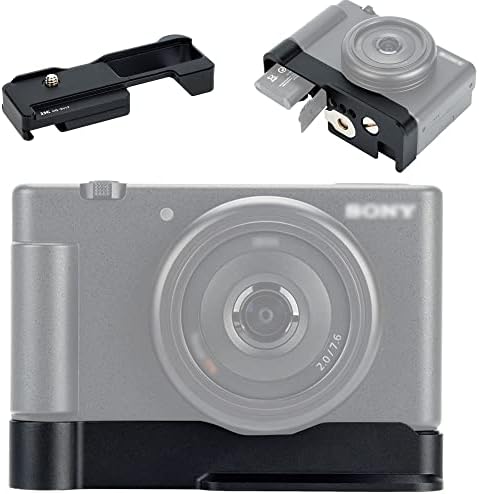 ZV-1F ZV1F Camera Metal Grip Extension Bracket with LED Light or Mic Cold Shoe Mount for Sony ZV-1F, Must-Have Accessories for Vlogging YouTube Vertical Video Shooting, Arca Swiss Quick Release Base