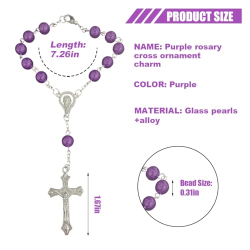 image for smilfuy 2PCS Purple Rosary Pendant for Rearview Mirror, Car Interior R