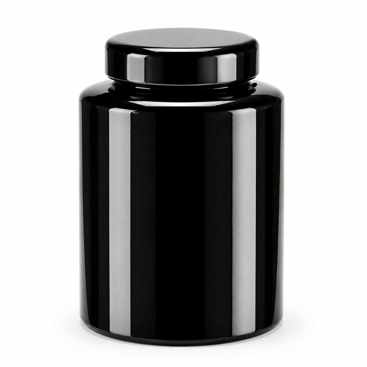 Minimalist Glossy Black Ceramic Cremation Urn for Human Ashes Adult, Premium Porcelain Keepsake Memorial Urns, Elegant Handcrafted Burial Urn for Home Niche Columbarium, Includes Velvet Bag & Felt Bot