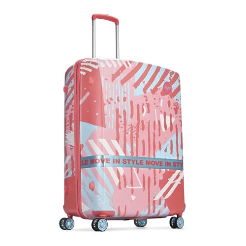 Image of Skybags Wanderlust Check-in Trolley Bag 81cm | Large | Hard Luggage | Printed 8-Wheel Suitcase | TSA Lock with Anti-Theft Zipper | Polycarbonate | 3 Years International Warranty - Unisex (Pink-White)