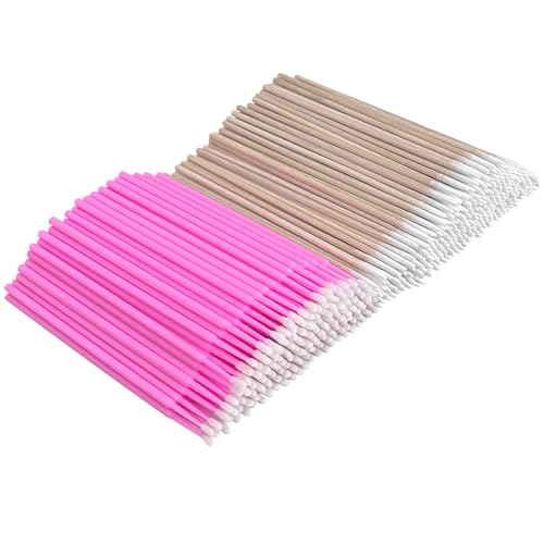 1000 Pcs Micro Applicator Brushes & Microblading Cotton Swabs - Precision Beauty Supplies for Eyelash Extensions, Permanent Makeup, Brow Lamination, Lash Serum Applications 500 Micro + 500 P