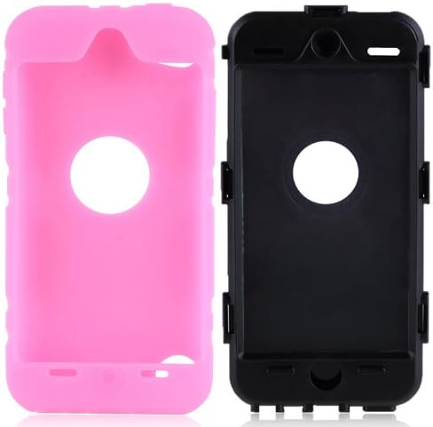 i-Blason ArmorBox Series iPod Touch 5th Generation iTouch 5 5G Hybrid 3 Layer Silicone Case with Hard Shell Inside Case With Built In Touch Screen Protector Film Case (Pink Magenta)