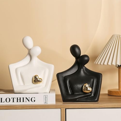 Escultura de pareja romántica en porcelana blanca miniatura 5