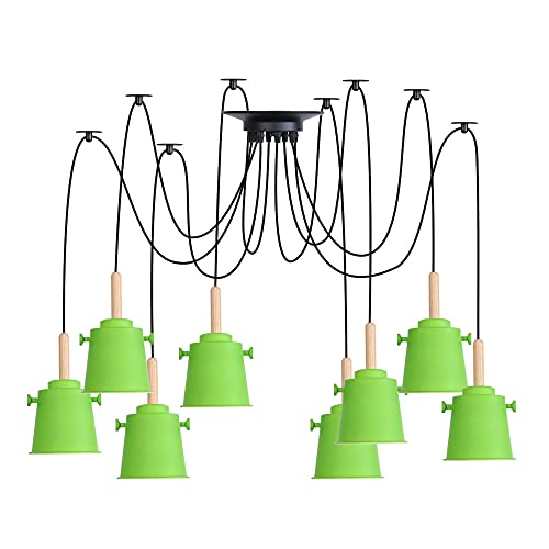 Lampes Suspendues À 8 Lumières Lustre Araignée Ajustable en Métal Jaune