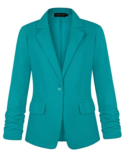 MINTLIMIT Women's 3/4 Sleeve Blazers One Button Work Office Blazer with Pockets