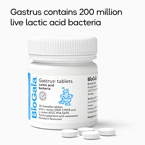BioGaia Gastrus Advanced Probiotic Chewable for Gut Health, Dual ...