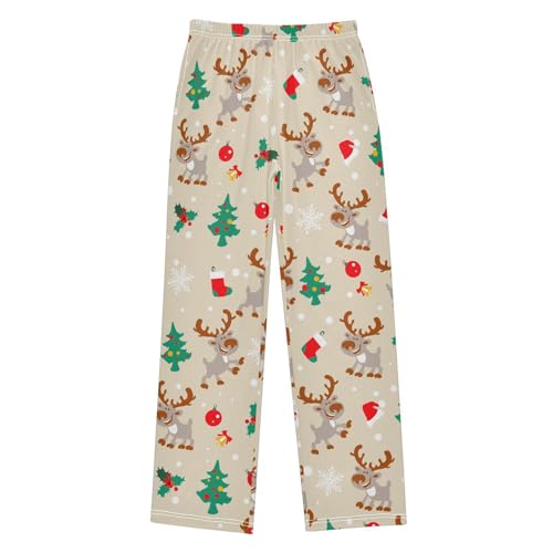 Boys' Pants Animal Deer Christmas Reindeer Long Bottoms Jogger Pants Elastic Waist Trousers with Pockets S-XL