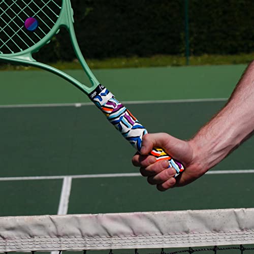 Get A Grip - Custom Tennis Racket Grip Tape - Anti-Slip/Quick-Drying Tennis Overgrips - Precut Badminton Racket Grip With Finishing Tape (Serve & Vibe, 1 Grip) #TOP7