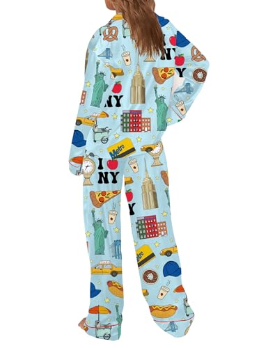Image of SHESHOW Satin Pajamas for Women Set Long Sleeve Button Down Sleepwear 2 Piece Nightwear Women Pjs Sets Size XS-XXL