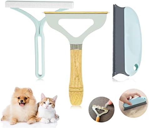 ERAMONG 3 Pack Pet Hair Remover, Lint Remover, Portable Dog Cat Hair Remover, Lint Cleaner Brush, Reusable Lint Shaver and Carpet Scraper for Clothes, Fuzz, Couch, Dust, Car Mat, Hairball