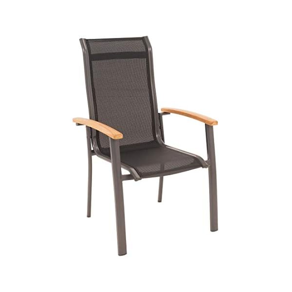OUTLIV. Alpha Gartenstuhl mit Teak-Armlehnen Anthrazit