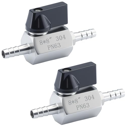 5/16″ Hose Barb Ball Valve, 304 Stainless Steel Mini Fuel Shut Off Valve,Heater Hose Shut Off Valve for Water Gas Fuel Drip Irrigation and Aquariums(2PCS)