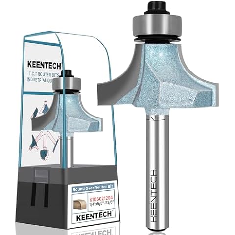 KEENTECH Round Over Router Bit, 1/4" Shank, Non-Stick Coating, Edge Forming Router Bit for Wood, Corner Rounding(1/4 Inch Shank , 1-1/4/ Inch Diameter , R3/8 Inch Radius) Cover