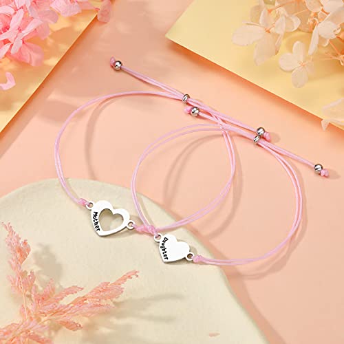 UNGENT THEM Matching Heart Mother Daughter Bracelets Back to School Bracelet First Day of School Gift4