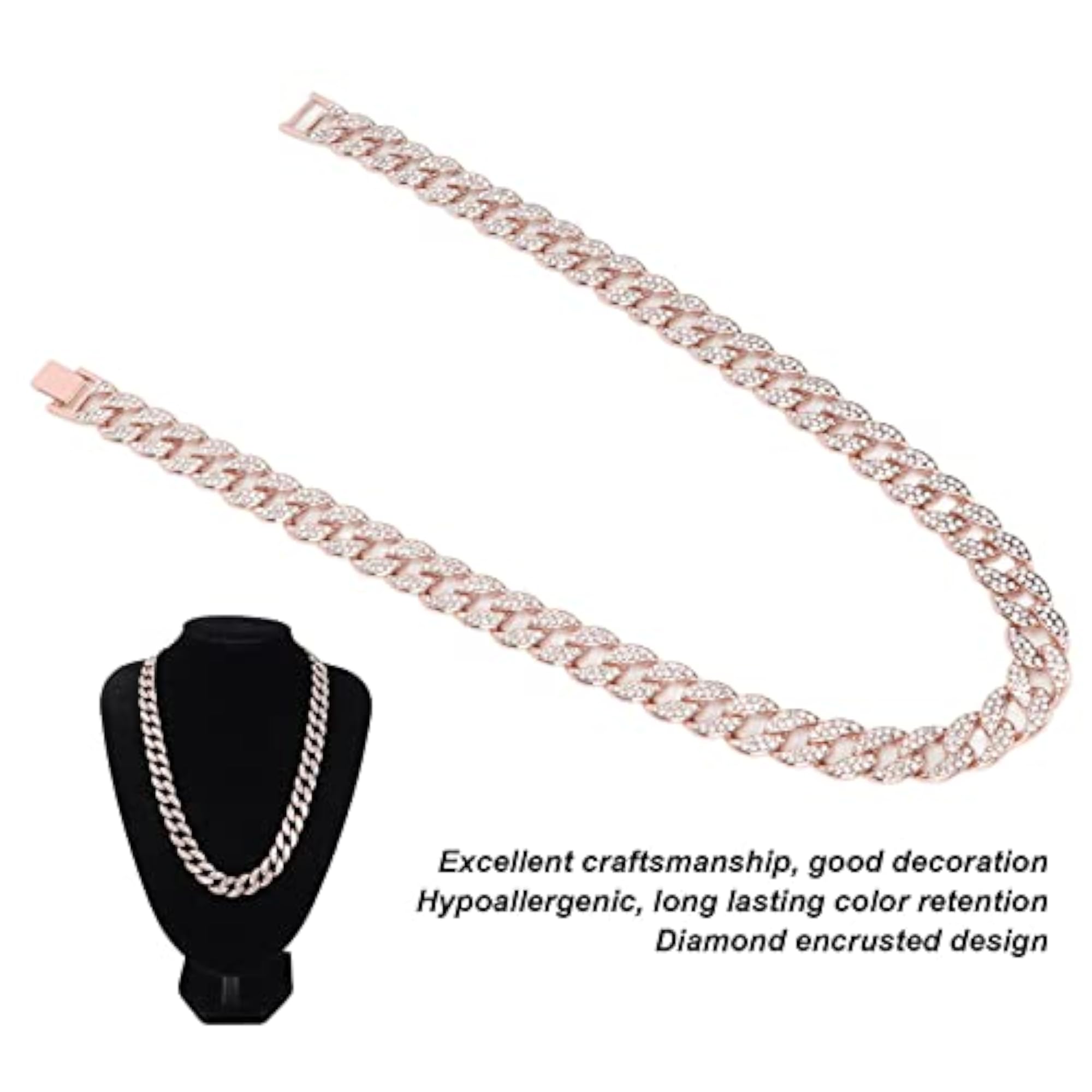 Rose Gold Cuban Chain Choker for Banquet Decoration