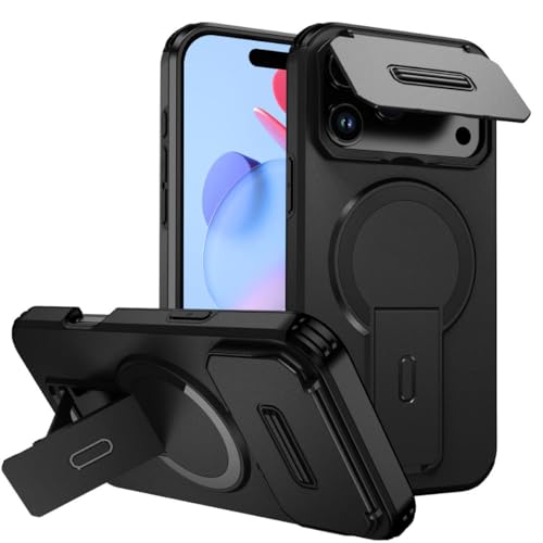 Image of ShieldTech MagStand Series Case for Apple iPhone 17 Pro Max | Mobile Phone Cover with flip-up Camera Cover, Kickstand, Shockproof, MagSafe, for Apple iPhone 17 Pro Max - Black
