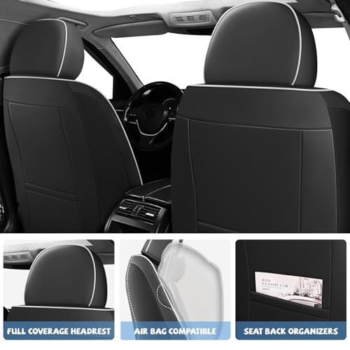 Image of Seat Covers for Chevy Silverado 1500 2007-2026 (Black&White, Luxury 2 Set)