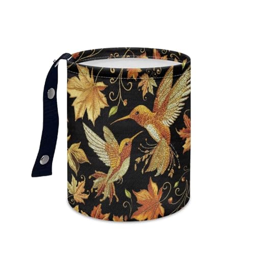 Image of Pensura Car Trash Can Collapsible Hanging Cars Garbage Bag Foldable Maple Leaf Hummingbird Mini Car Trash Bin Auto Rubbish Bag Hanging Compatible with Most Cars