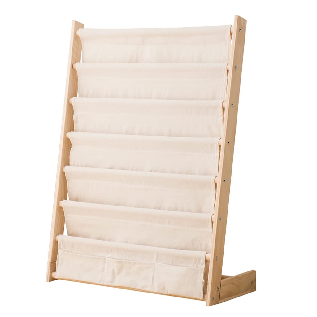 Estantería para Niños Estantería De Madera para Jardín De Infantes Estantería para Libros Ilustrados Material De Pino Tela De Algodón Y Lino (Color : Blanco, S : 60x30x79cm)