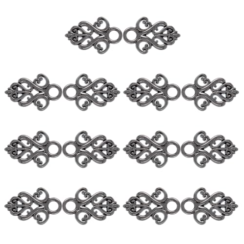 SUPERFINDINGS 14Pcs Œillets Corset en Alliage Gunmetal Fermoirs Cape Attaches à Coudre Œillets Dirndl Hooks and Eyes Clip Cardigan pour Accessoires Vêtements...