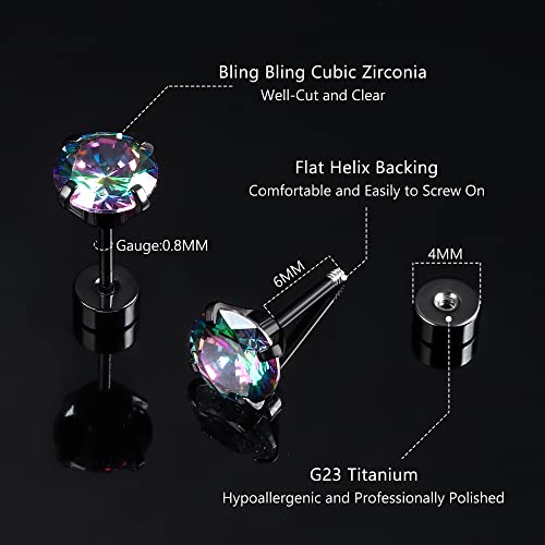 Jstyle JT-J-E0204-C Screw Back Stud Earrings Set 20G Surgical Steel Cubic Zirconia Cartilage Piercing Jewelry thumb #1