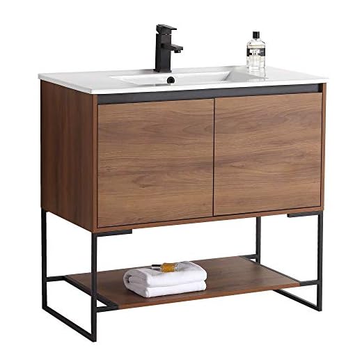 URBANIA VANITY 36" WIDE -2 DOOR, WALNUT, WITH SINK