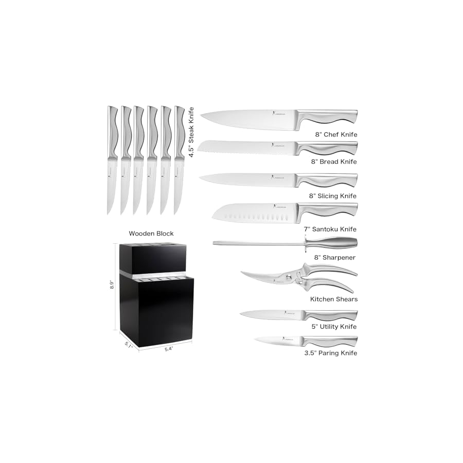 15-PCS-Knife-Block-Set-Ultra-Sharp-High-Carbon-Stainless-Steel-Ergonomic-Non-Slip-Handle Kangdelun 15 PCS Kitchen Knife Set with Wooden Block, Ultra Sharp High Carbon Stainless Steel, Ergonomic Integrated Non-Slip Handle
