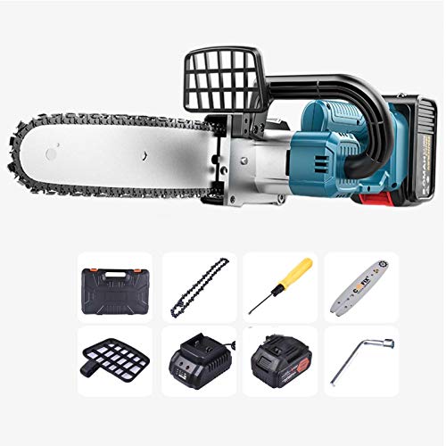 Loveinwinter Electric Cordless Chainsaw, 8 inch Portable Brushless Copper Motor Anti-Slip Handheld Electric Saw with Battery for Garden Work