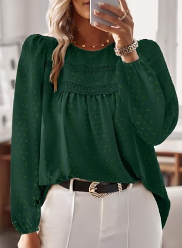 Image of Falechay Womens Tops Flowy Boho Dressy Casual Lace Cute Long Sleeve Shirts