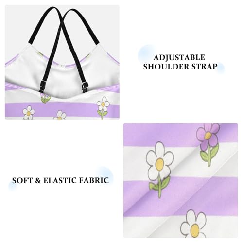 Purple and White Striped flowersSwimsuit for Girls 1-Piecing Bathing Suits for Teens Beach Swimwear trajes de ba?o para ni?as 5-6t3