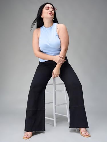 Image of Miss Chase A+ Women's Wide Leg High Rise Stretchable Denim Jeans