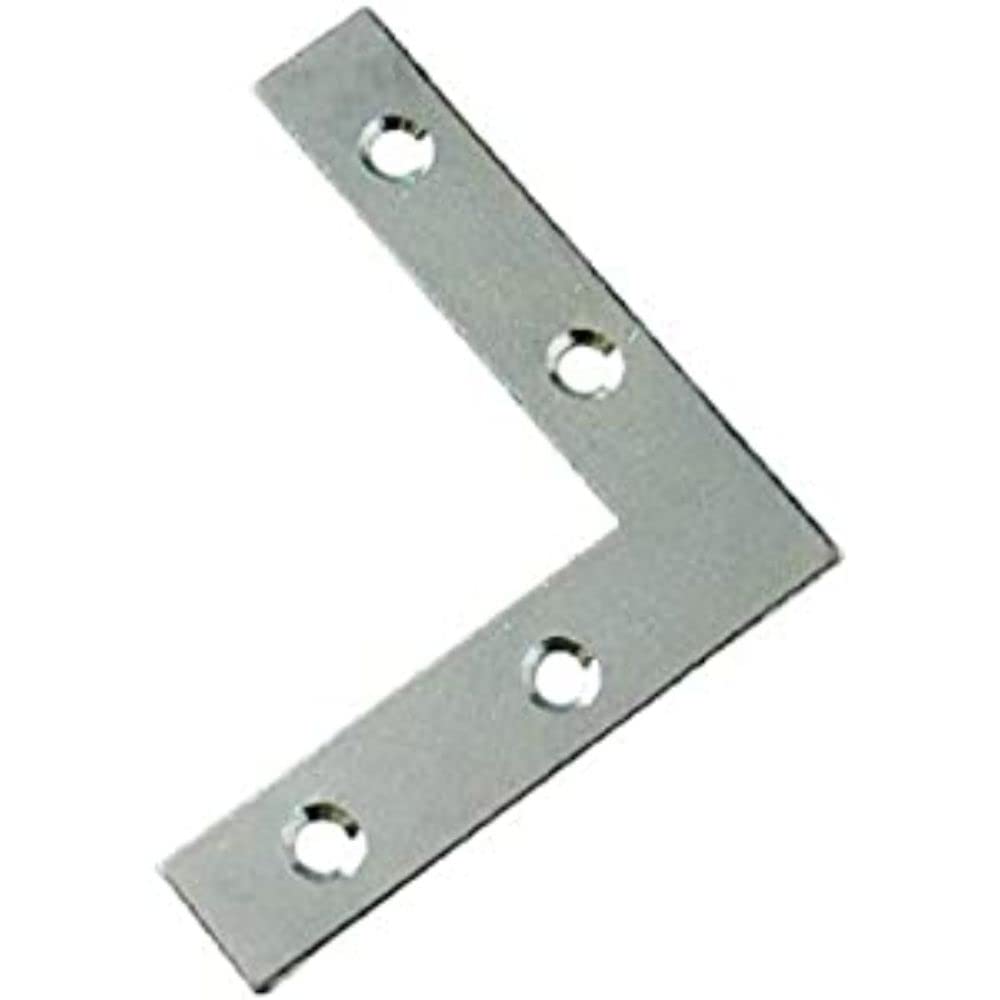 Merriway BH07278 (100 Pcs) Flat Corner Repair Brackets Braces, BZP Steel 50 mm (2 Inch) - Pack of 100 Pieces