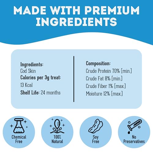 Image of The Granville Island Pet Treatery Dehydrated Cod Skin for Dogs & Cats (2.5 oz, Pack of 1) - Dehydrated Single Ingredient Dog Treats - Natural Dog Treats, Grain Free