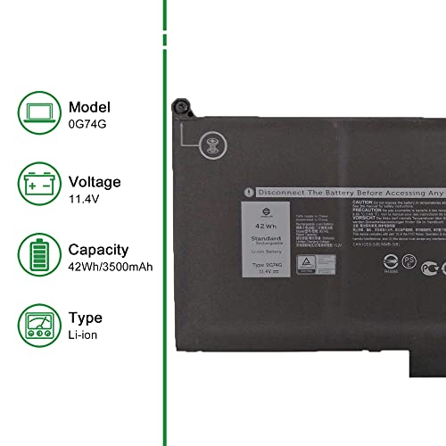 Image of 0G74G 02PFPW Laptop Battery Replacement for Dell Latitude 5300 5310 7300 7400 P97G P97G001 P97G002 P96G P96G002 P96G003 P99G P99G001 P100G P100G001 Series OG74G 2PFPW 11.4V 42Wh 3500mAh