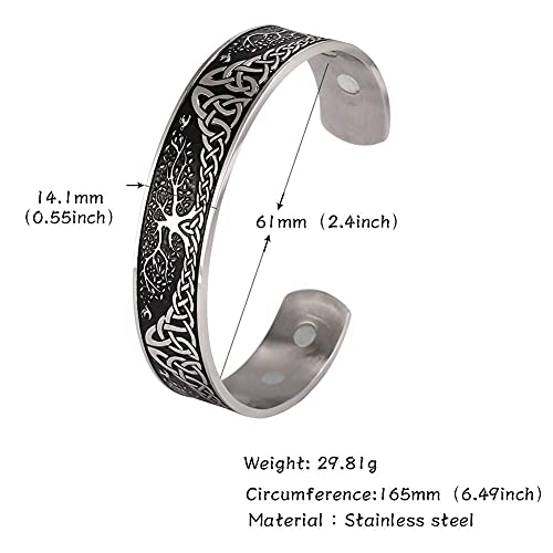 Lusso Stainless Steel Bracelet Yggdrasil World Tree Of Life Bracelet Viking Celtic Knot Cuff Bangle For Women Men #TOP4
