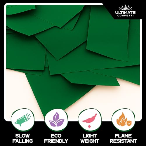 Image of Ultimate Confetti, Rectangular Biodegradable Confetti - Dark Green Fluttering Tissue Paper Confetti for Cannon and Launcher use - Wedding Confeti, Birthday, Parties and Live Events - 1 lb, 16 oz