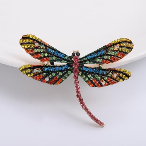 Image of Dragonfly Brooch and Pins for Women Enamel /Rhinestone Crystal Dragonfly Animals Brooches Jewelry for Mom Wife Elegant Dress Accessories Birthday Gifts