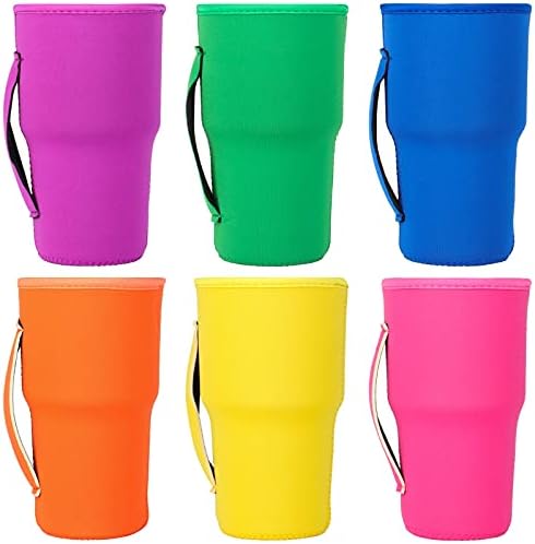 HaiMay 6 Pieces Reusable Iced Coffee Cup Sleeve Neoprene Insulated Sleeves Cup Cover Holder Tumbler Cup Dri…