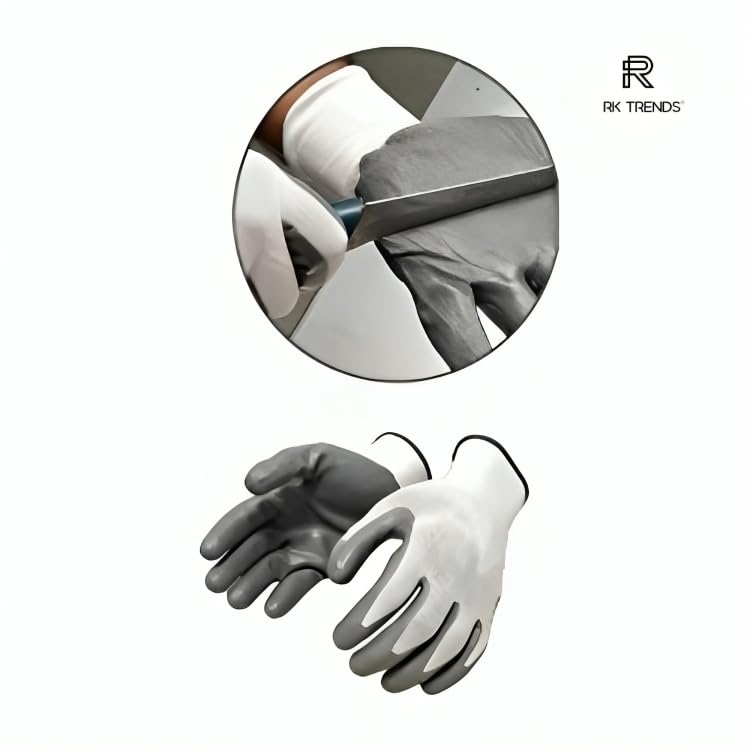 Image of Safety Gloves - Nylon Nitrile Coated Industrial & Home Cut Resistant Hand Gloves. (Grey (Nitrile Coated), Pack of 84 Pairs)