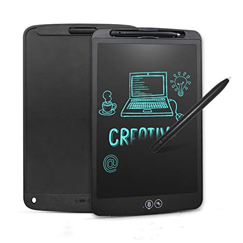 NEWYES 10" Tableta de Escritura con Borrado Parcial y Total | Tablets de Escritura LCD| Pizarra electrónical, Tecla de Borrado y Bloqueo (Negro)