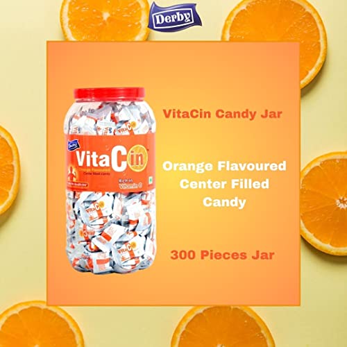 Derby Vitacin Jar/Suitable For Men, Women And Children/Orange Flavored Candies Enriched With Vitamin C/Vitamin Candies/Healthy Combo Pack (300 Pcs) - 1 Kg