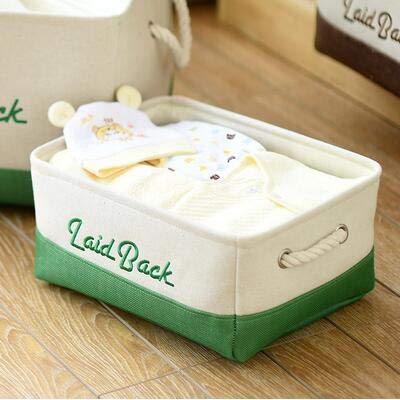 WAINIDE Cloth Art Clothing Receiving Box Underwear Receiving Box Large Toy Receiving Basket Finishing Cotton Quilt Receiving Bag,Medium Opening Size: 35 * 25 * 17cm,Green Fruit Stitching